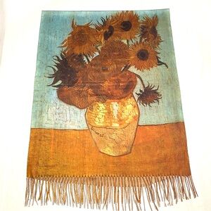 Van Gogh Sunflowers Scarf / Wearable Art Shawl - Versatile Styling